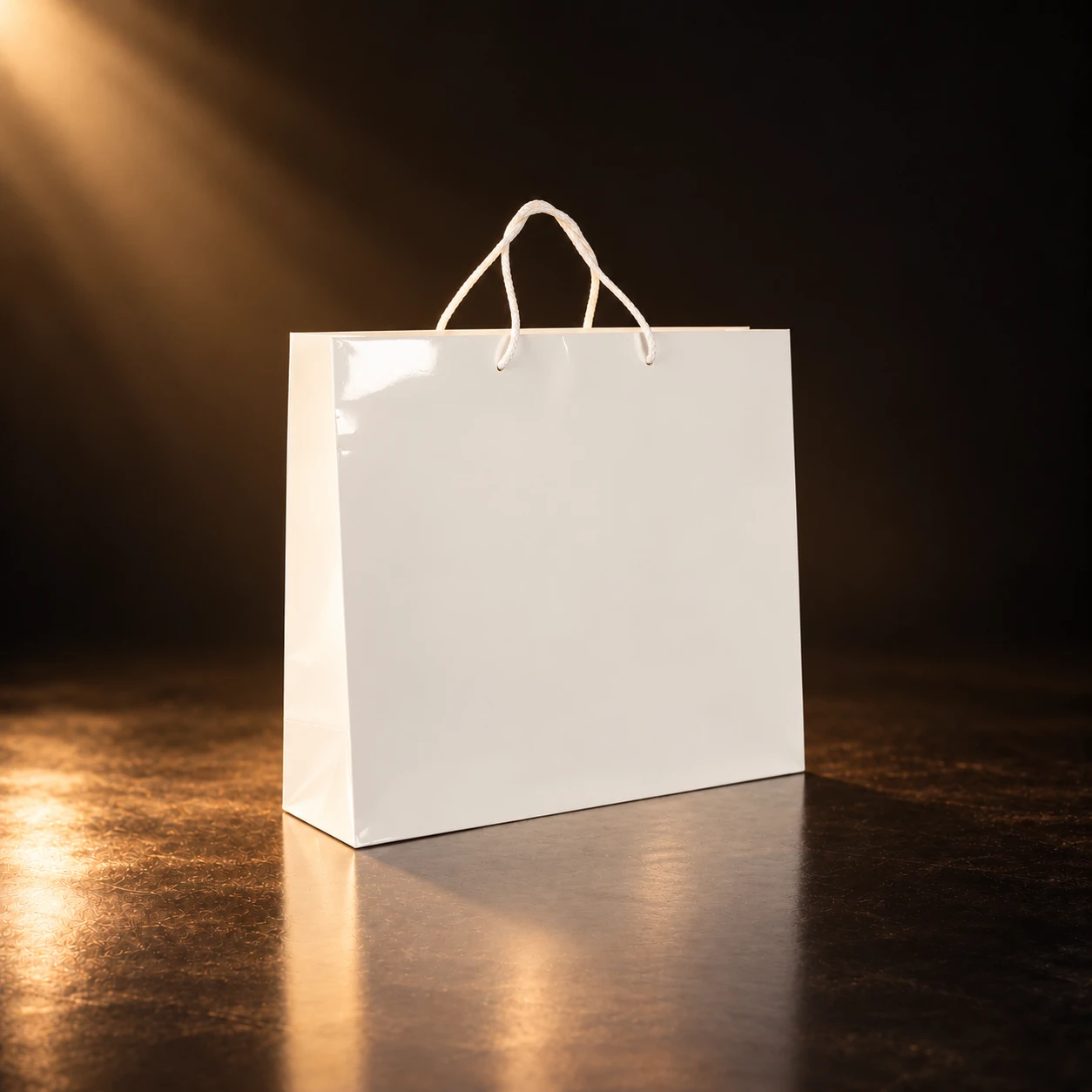 Shopper in carta monopatinata manuale generica 190 gr, manico in cotone